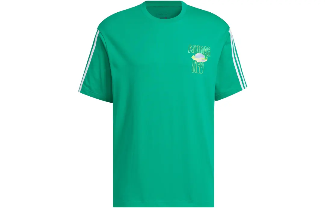 Adidas Neo T Shirts Unisex Lawn Green Crew Neck Moderate Straight Fit