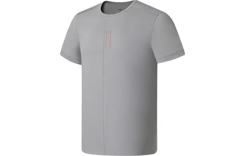 Li Ning Fitness Series T Shirts Men's Ultimate Gray Crew Neck Moderate Straight Fit
