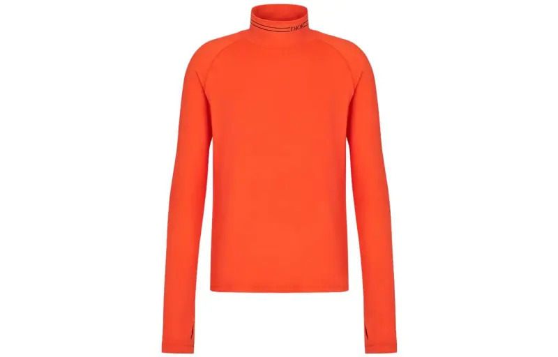 DIOR T Shirts Men's Orange Half Turtleneck Moderate Straight Fit