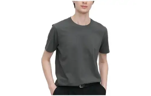 UNIQLO T Shirts Men's 07 Asphalt Gray Crew Neck Moderate Straight Fit