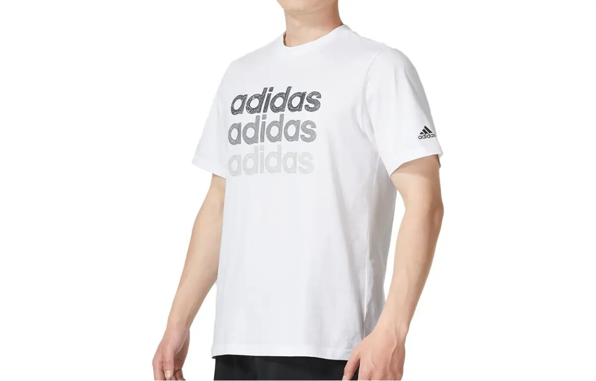 Adidas T-Shirts Men's White Crew Neck Moderate Straight Fit