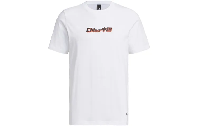 Adidas T-Shirts Men's White Crew Neck Moderate Straight Fit