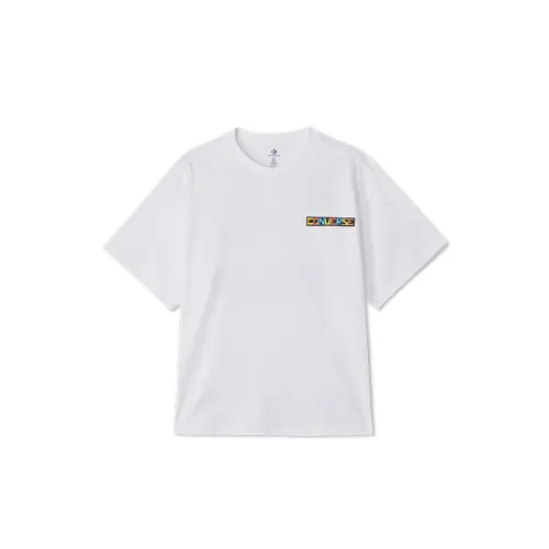 Converse T Shirts Men's White Crew Neck Moderate Straight Fit