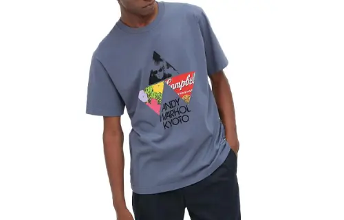 UNIQLO T Shirts Unisex Sky Gray Crew Neck Moderate Straight Fit