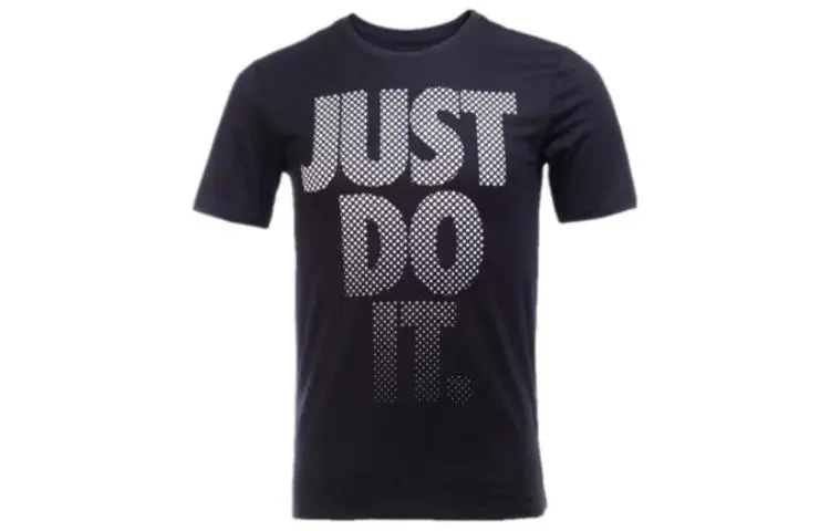 Nike T-Shirts Men's Black Crew Neck Moderate Straight Fit