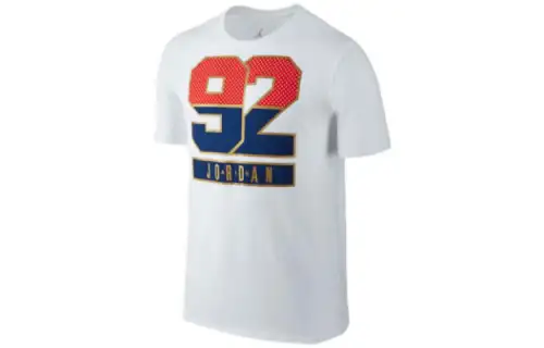 Jordan T Shirts Men's White Crew Neck Moderate Straight Fit