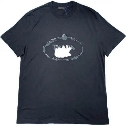 PRADA T Shirts Men's Black Crew Neck Moderate Straight Fit
