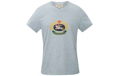 Burberry T Shirts Men's Gray Crew Neck Moderate Straight Fit