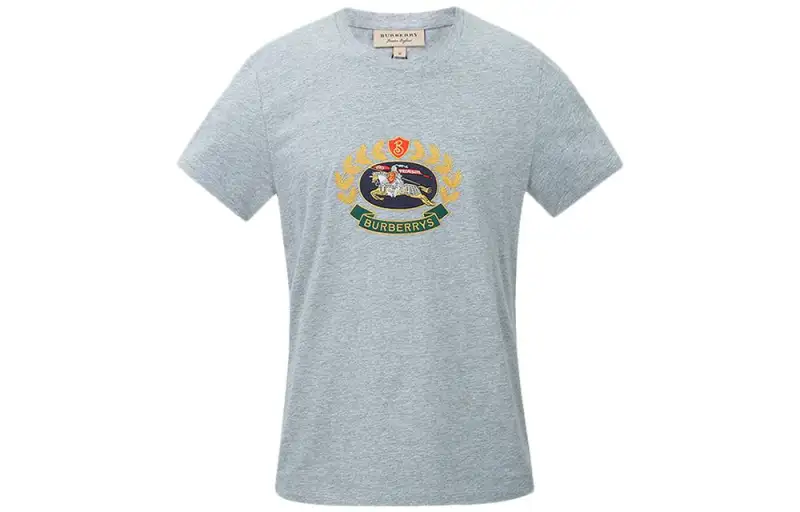 Burberry T Shirts Men's Gray Crew Neck Moderate Straight Fit