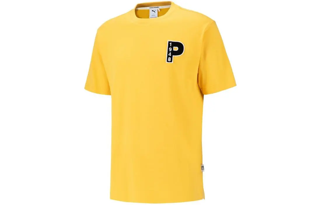 PUMA T Shirt Unisex Mustard Green