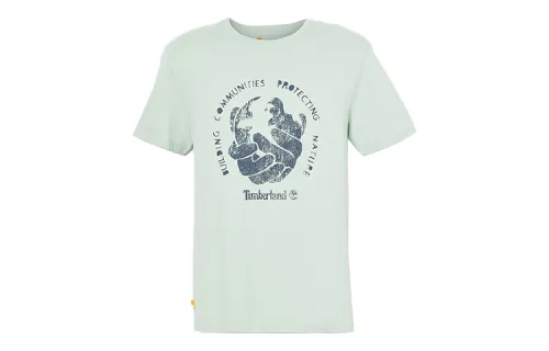 Timberland T Shirts Men's Light Green Crew Neck Moderate Straight Fit