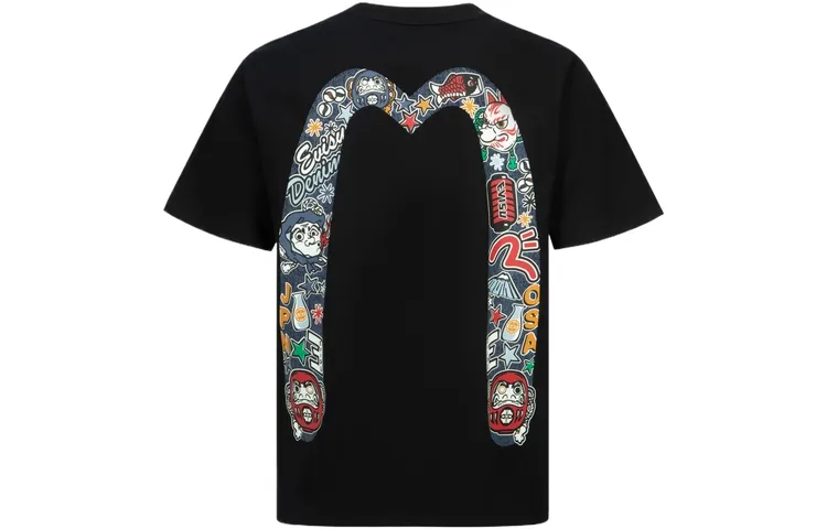 EVISU T Shirts Men's Crew Neck Moderate Straight Fit