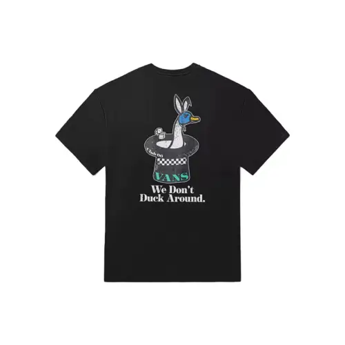Vans T Shirts Unisex Black Crew Neck Moderate Straight Fit