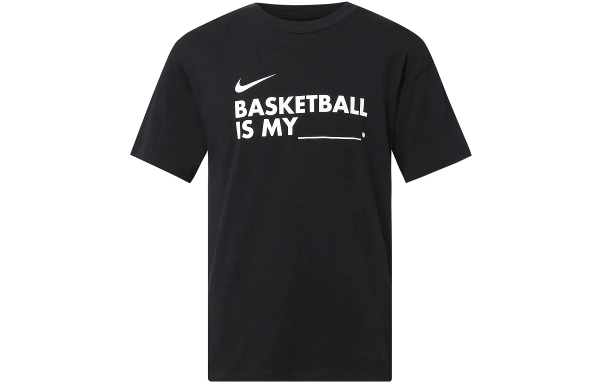 Nike T-Shirts Men's Black Crew Neck Moderate Straight Fit