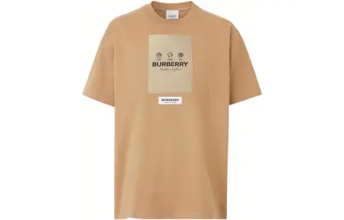Burberry Label Applique Cotton Oversized T Shirt