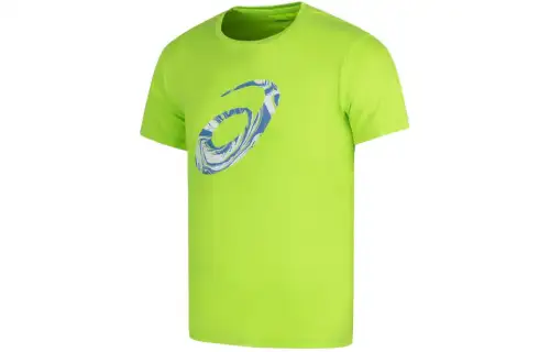 ASICS T Shirts Men's Neon Green Crew Neck Moderate Straight Fit