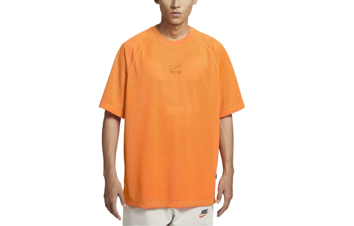 Nike T-Shirts Men's Bright Orange Crew Neck Moderate Straight Fit