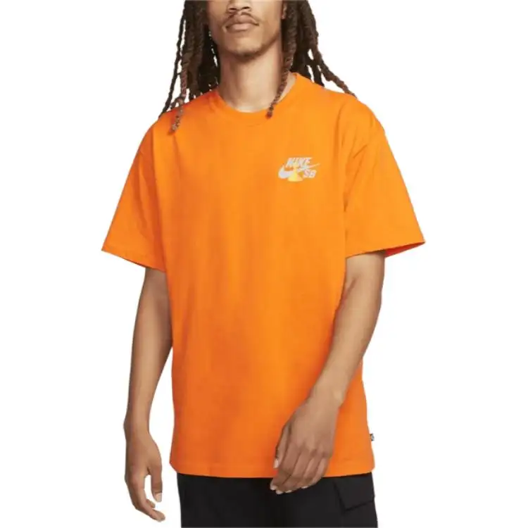 Nike T Shirts Men's Orange Crew Neck Moderate Straight Fit