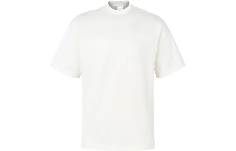 Adidas T-Shirts Men's Jade White Crew Neck Moderate Straight Fit