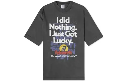 Vetements T Shirts Men's Gray Crew Neck Moderate Straight Fit