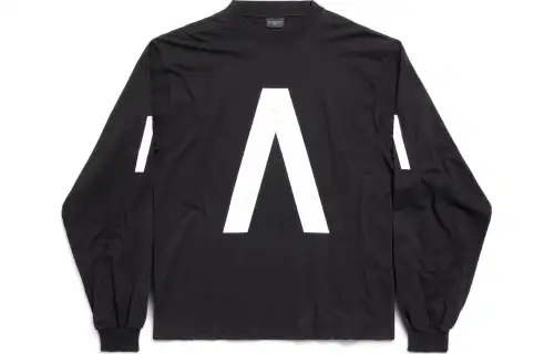Balenciaga Archive Collection Connected Long Sleeve T Shirt Medium Fit T Shirt, Loose Fit Men's Black