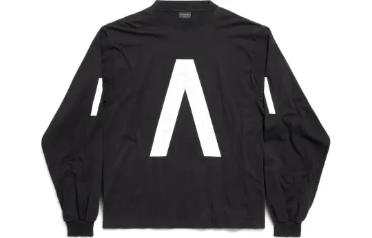 Balenciaga Archive Collection Connected Long Sleeve T Shirt Medium Fit T Shirt, Loose Fit Men's Black