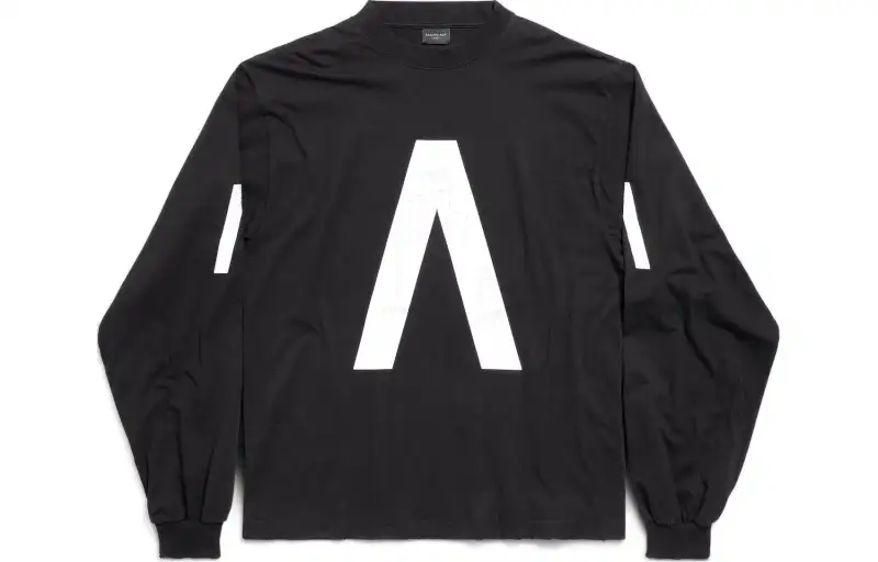 Balenciaga Archive Collection Connected Long Sleeve T Shirt Medium Fit T Shirt, Loose Fit Men's Black