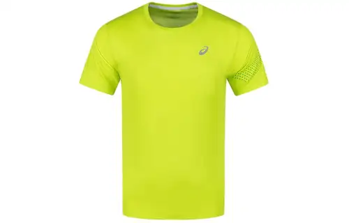 ASICS T Shirts Men's Green Crew Neck Moderate