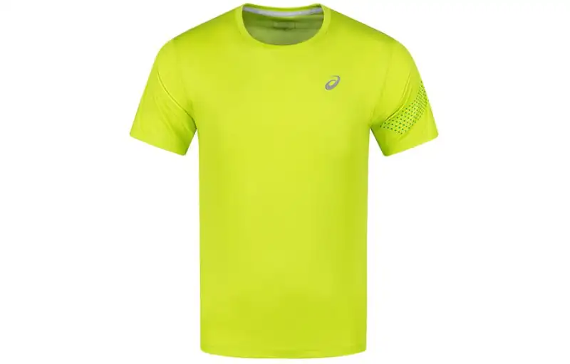 ASICS T Shirts Men's Green Crew Neck Moderate