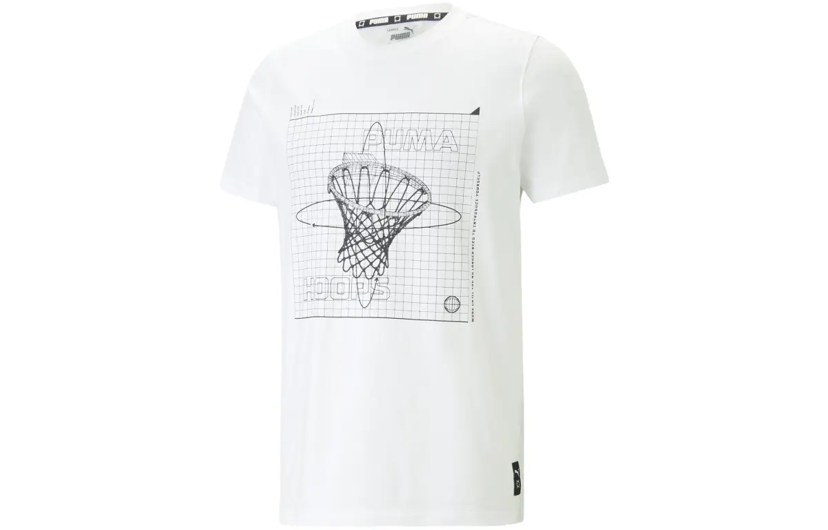 PUMA T-Shirts Men's White Crew Neck Moderate Straight Fit