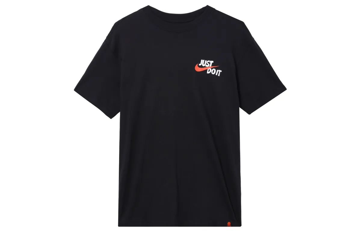Nike T-Shirts Men's Black Crew Neck Moderate Straight Fit