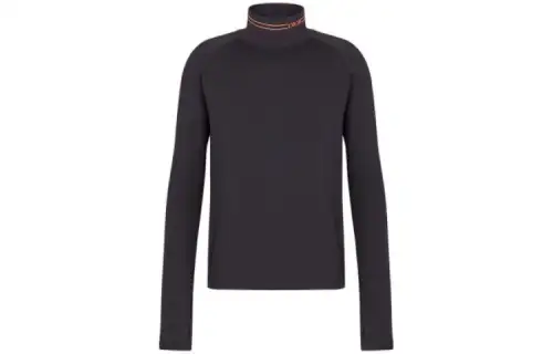 DIOR T Shirts Men's Black Half Turtleneck Moderate Straight Fit