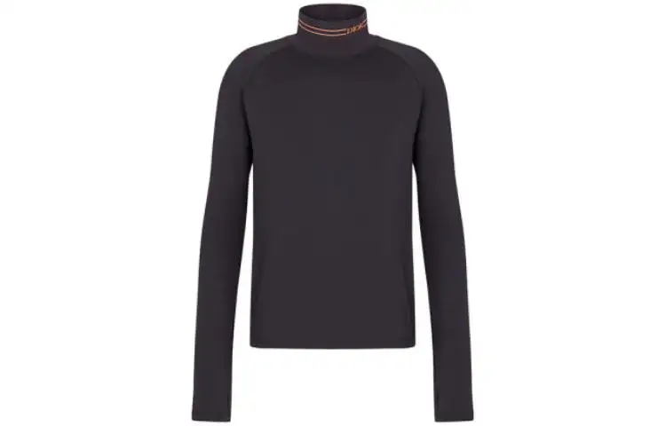 DIOR T Shirts Men's Black Half Turtleneck Moderate Straight Fit