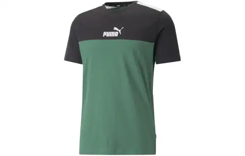 PUMA ESS+BLOCK TEE T Shirt Men's Green