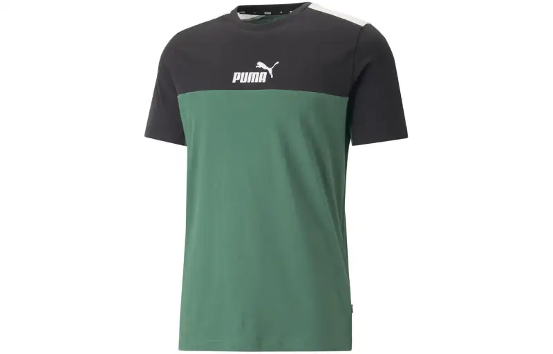 PUMA ESS+BLOCK TEE T Shirt Men's Green