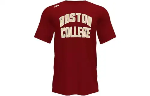 New Balance T Shirts Men's Burgundy Crew Neck Moderate Straight Fit
