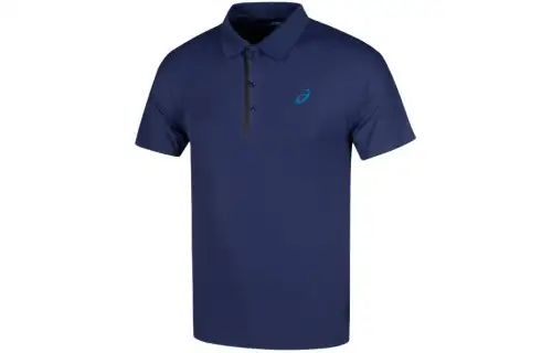 ASICS D.FRESH T Shirts Men's Navy Blue Polo Collar Moderate Straight Fit