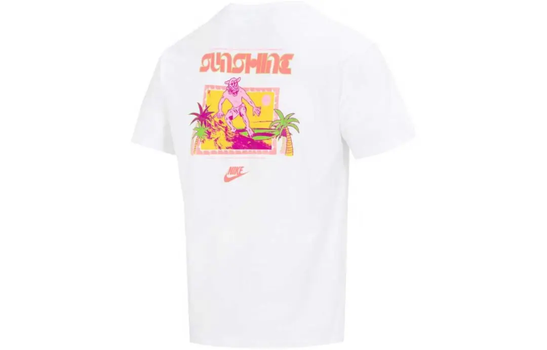 Nike T Shirts Men's White Crew Neck Moderate Straight Fit