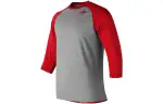 New Balance T Shirts Men's Gray Red Crew Neck Moderate Straight Fit