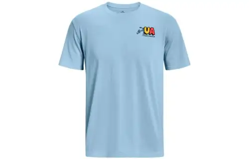 Under Armour T Shirts Men's Blue Crew Neck Moderate Straight Fit