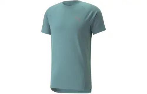 PUMA T Shirts Men's Green Crew Neck Moderate Straight Fit