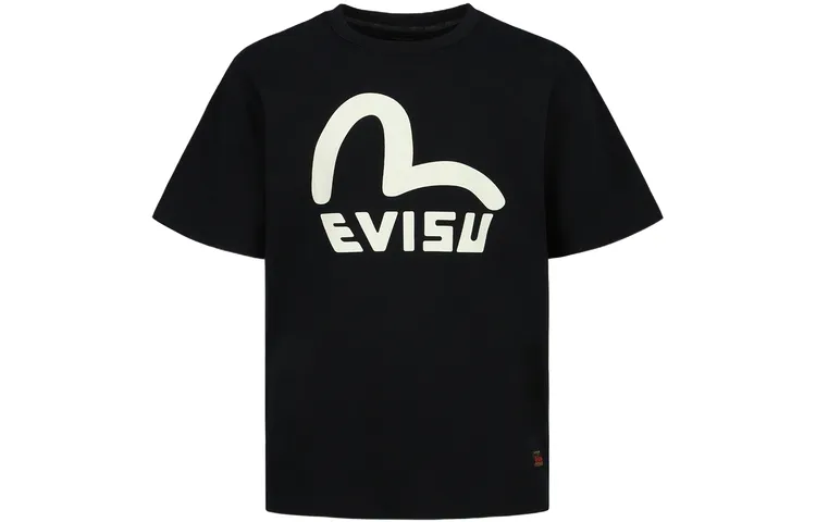 EVISU T Shirts Men's Black Crew Neck Moderate Straight Fit