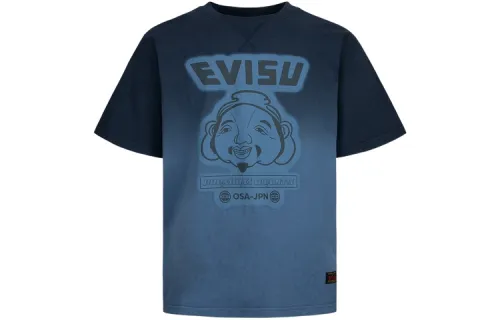 EVISU T Shirts Men's Dark Blue Crew Neck Moderate Straight Fit