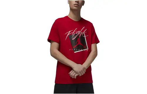 Jordan T Shirts Men's Red Crew Neck Moderate Straight Fit