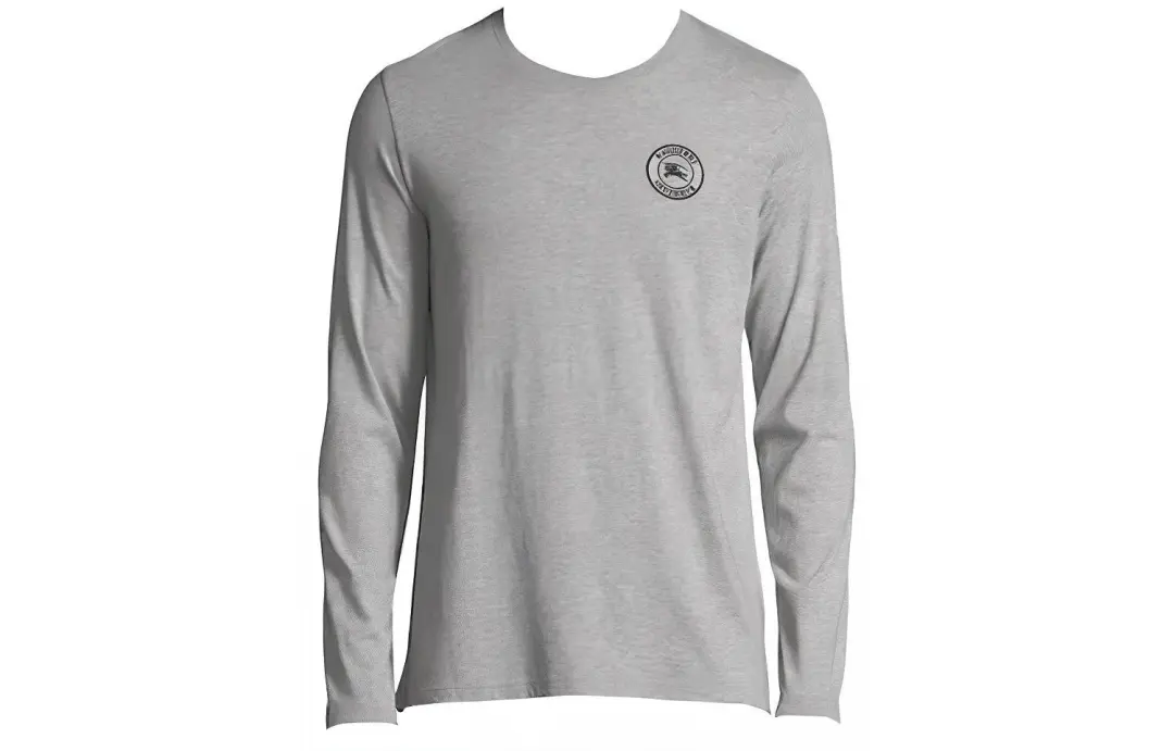 Burberry Embroidered Logo Cotton Long Sleeve T shirt
