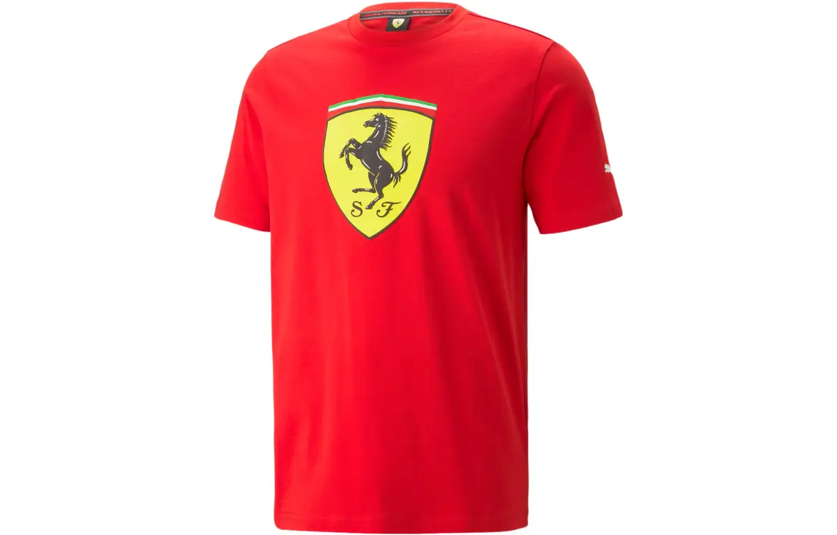 PUMA T-Shirts Men's Red Crew Neck Moderate Straight Fit