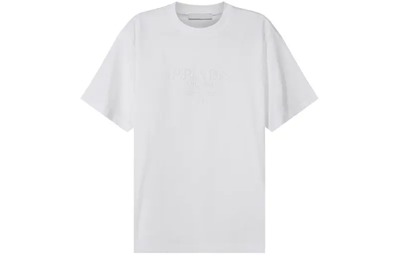 PRADA T Shirts Men's White Crew Neck Moderate Straight Fit