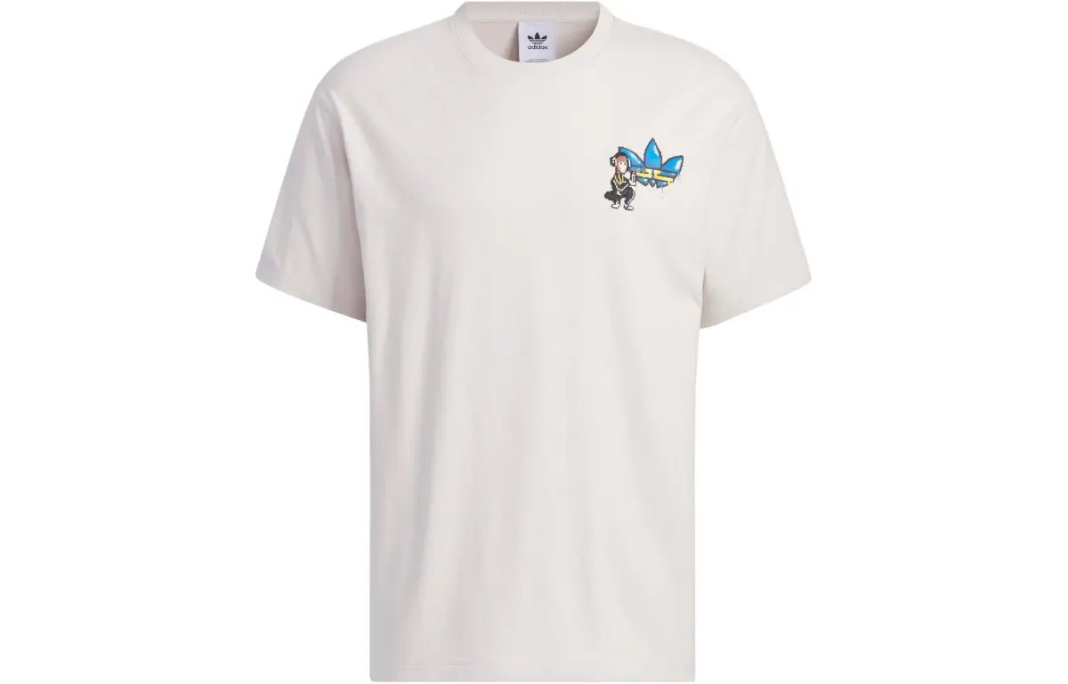 Adidas Originals Monkey Kingdom Collaboration Drop Shoulder Sleeve T Shirt Unisex Mica Powder