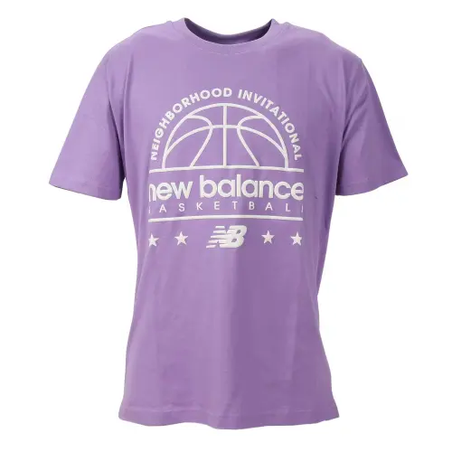 New Balance T Shirts Men's Purple Crew Neck Moderate