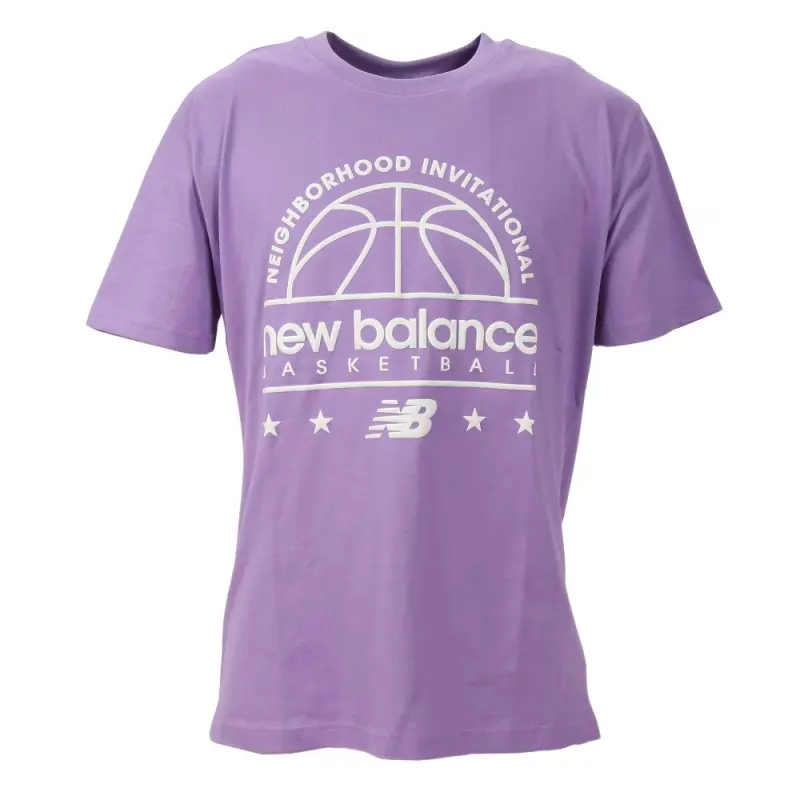 New Balance T Shirts Men's Purple Crew Neck Moderate